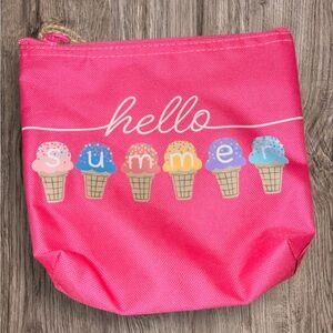 Thirty-One 31 Snack & Go Pouch Pink Ice Cream Hello Summer Zipper Bag